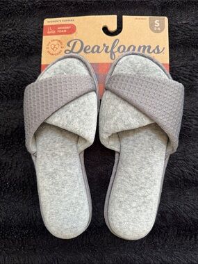 🎁NWT Dearfoams DarkGrayGray Slide Slippers